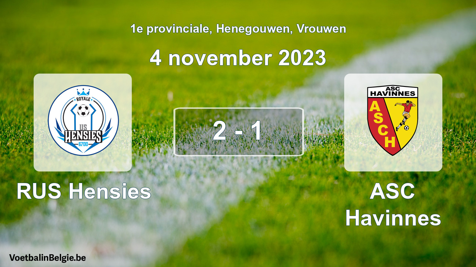 Gespeelde wedstrijd vrouwenvoetbal: RUS Hensies - ASC Havinnes 2 - 1 (4 november 2023)