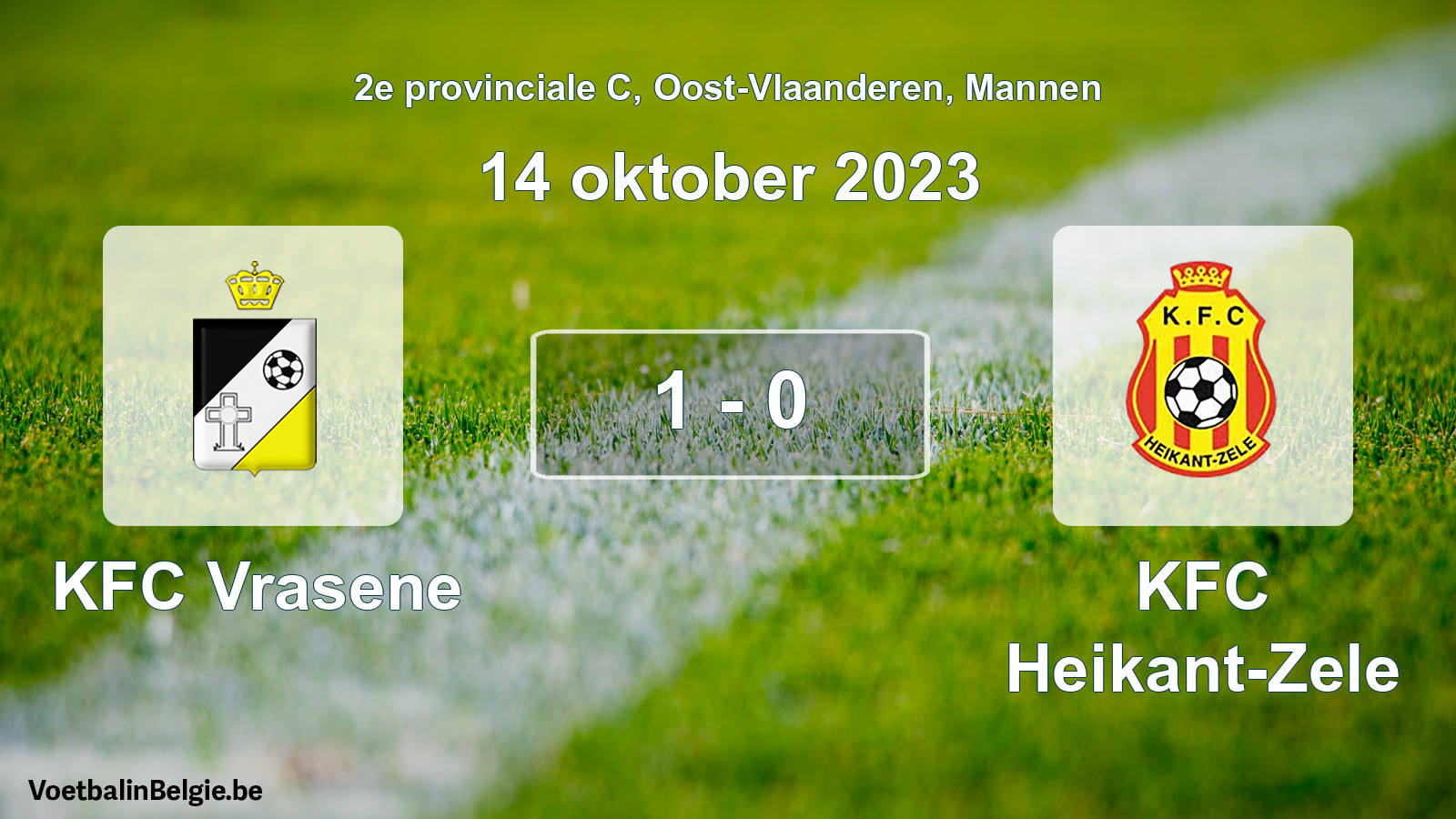 Gespeelde wedstrijd mannenvoetbal: KFC Vrasene - KFC Heikant-Zele 1 - 0 (14 oktober 2023)