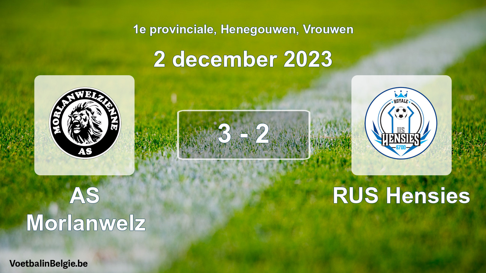Gespeelde wedstrijd vrouwenvoetbal: AS Morlanwelz - RUS Hensies 3 - 2 (2 december 2023)