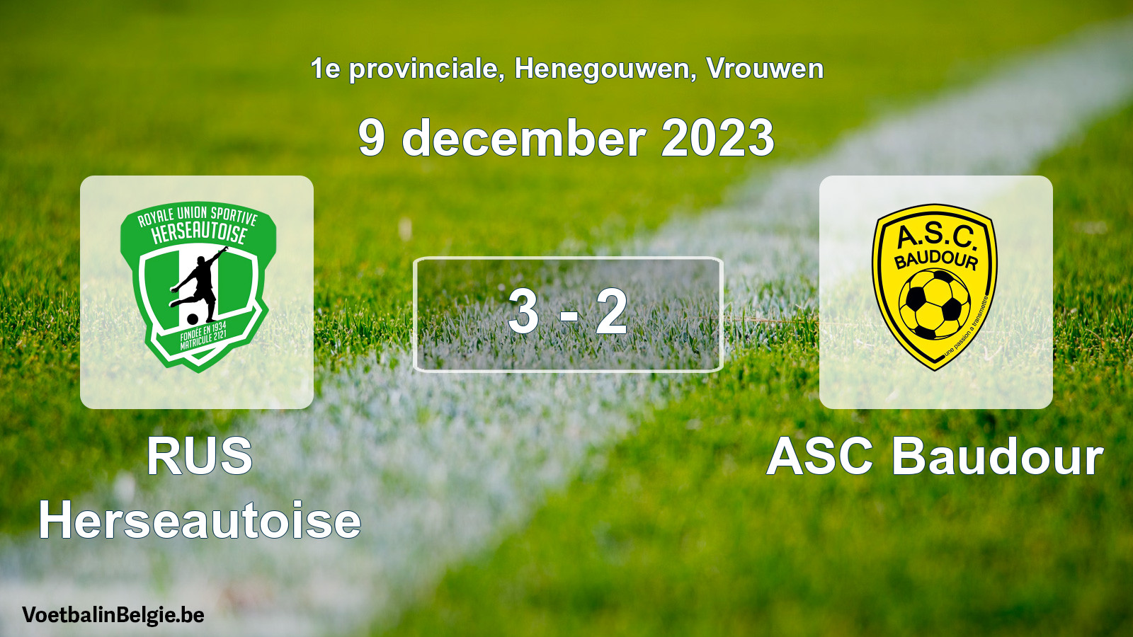 Gespeelde wedstrijd vrouwenvoetbal: RUS Herseautoise - ASC Baudour 3 - 2 (9 december 2023)