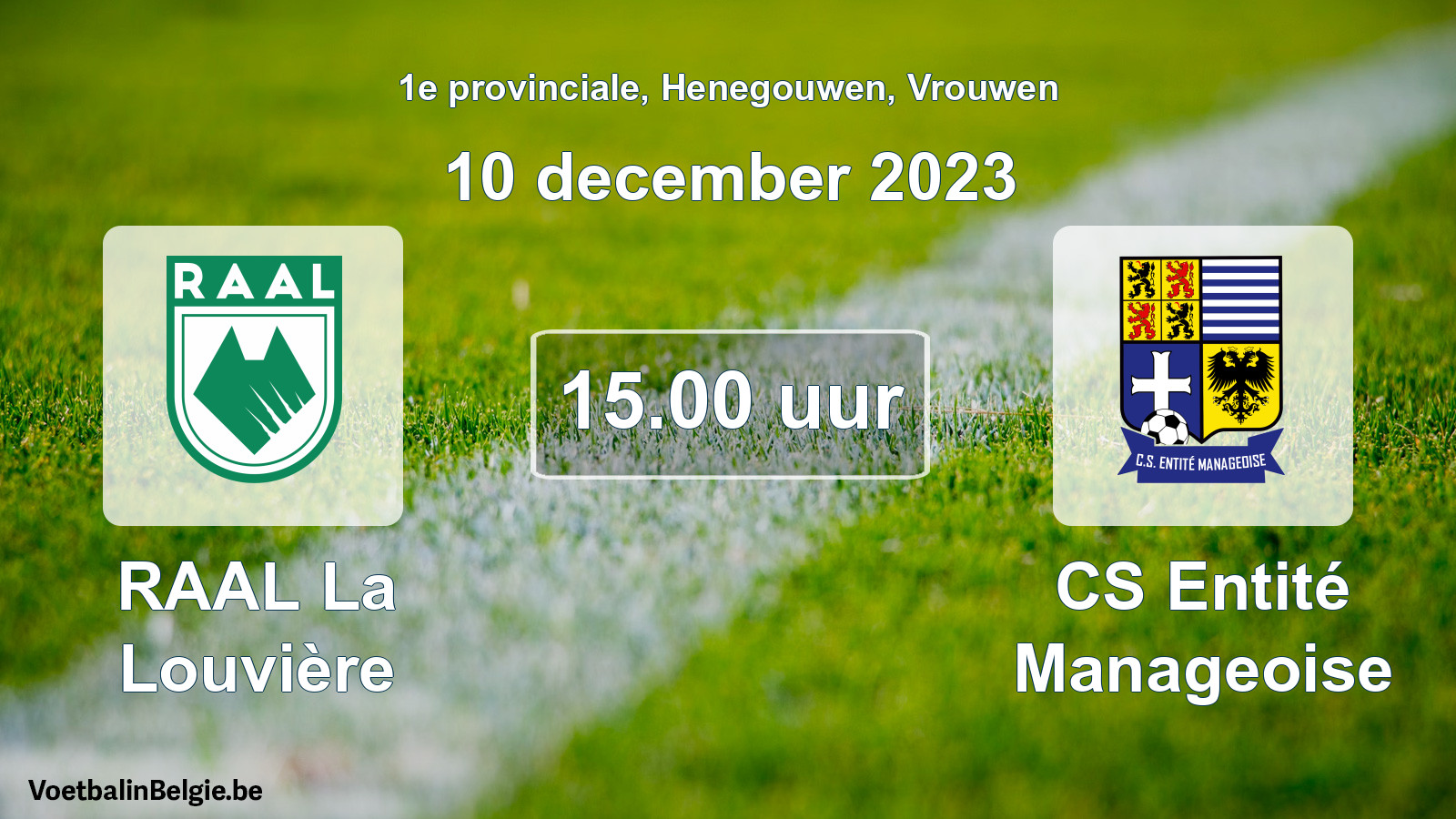 Match prévu football femmes: RAAL La Louvière - CS Entité Manageoise (10 décembre 2023)