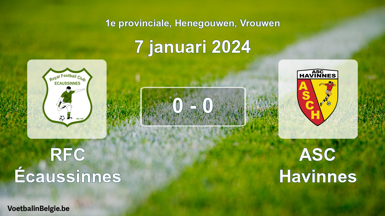 Gespeelde wedstrijd vrouwenvoetbal: RFC Écaussinnes - ASC Havinnes 0 - 0 (7 januari 2024)