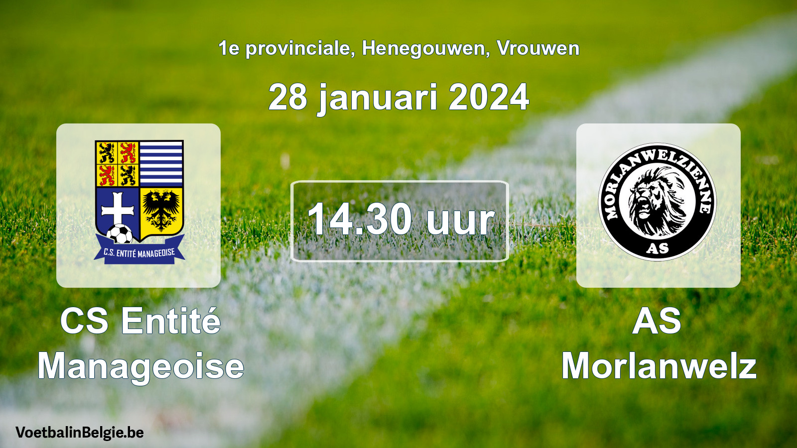 Match prévu football femmes: CS Entité Manageoise - AS Morlanwelz (28 janvier 2024)