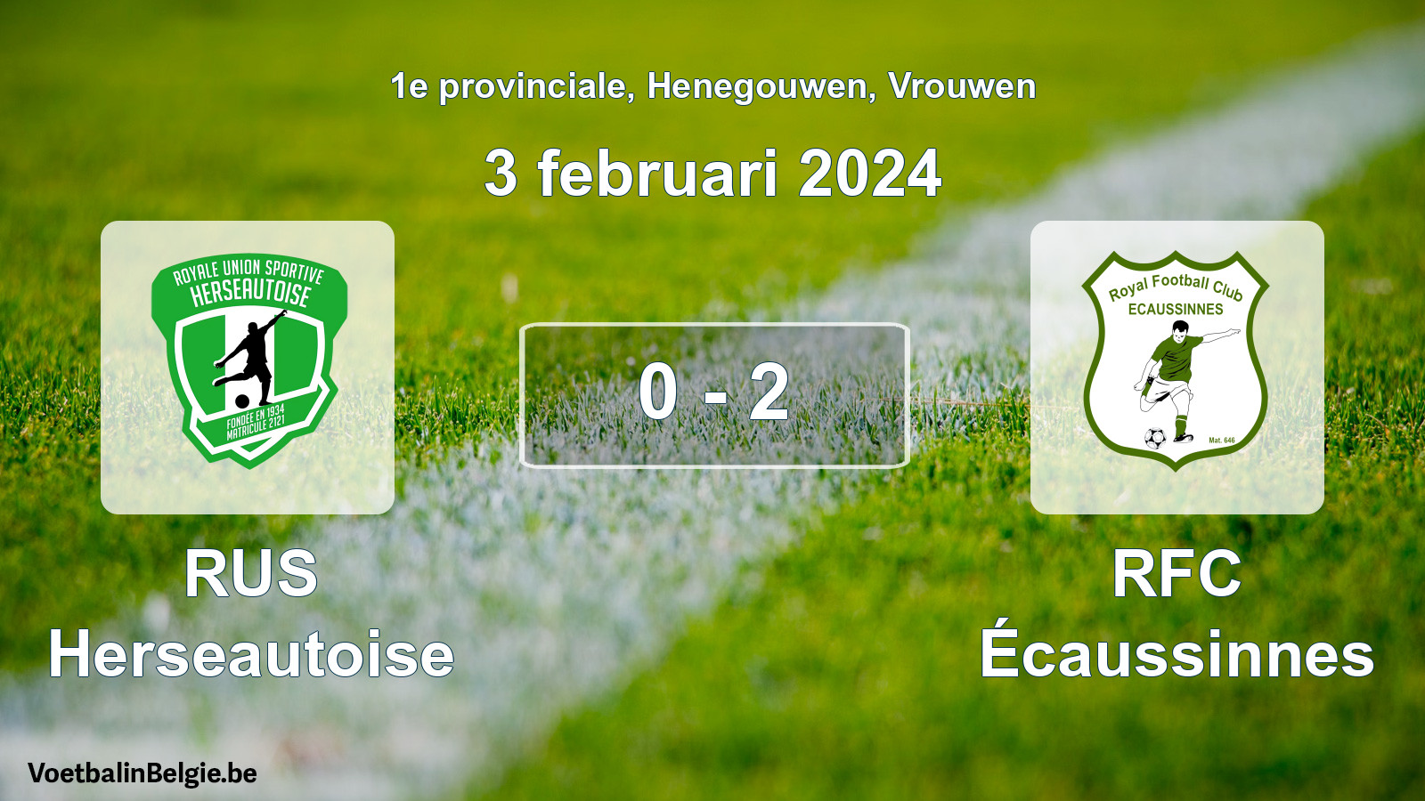 Gespeelde wedstrijd vrouwenvoetbal: RUS Herseautoise - RFC Écaussinnes 0 - 2 (3 februari 2024)