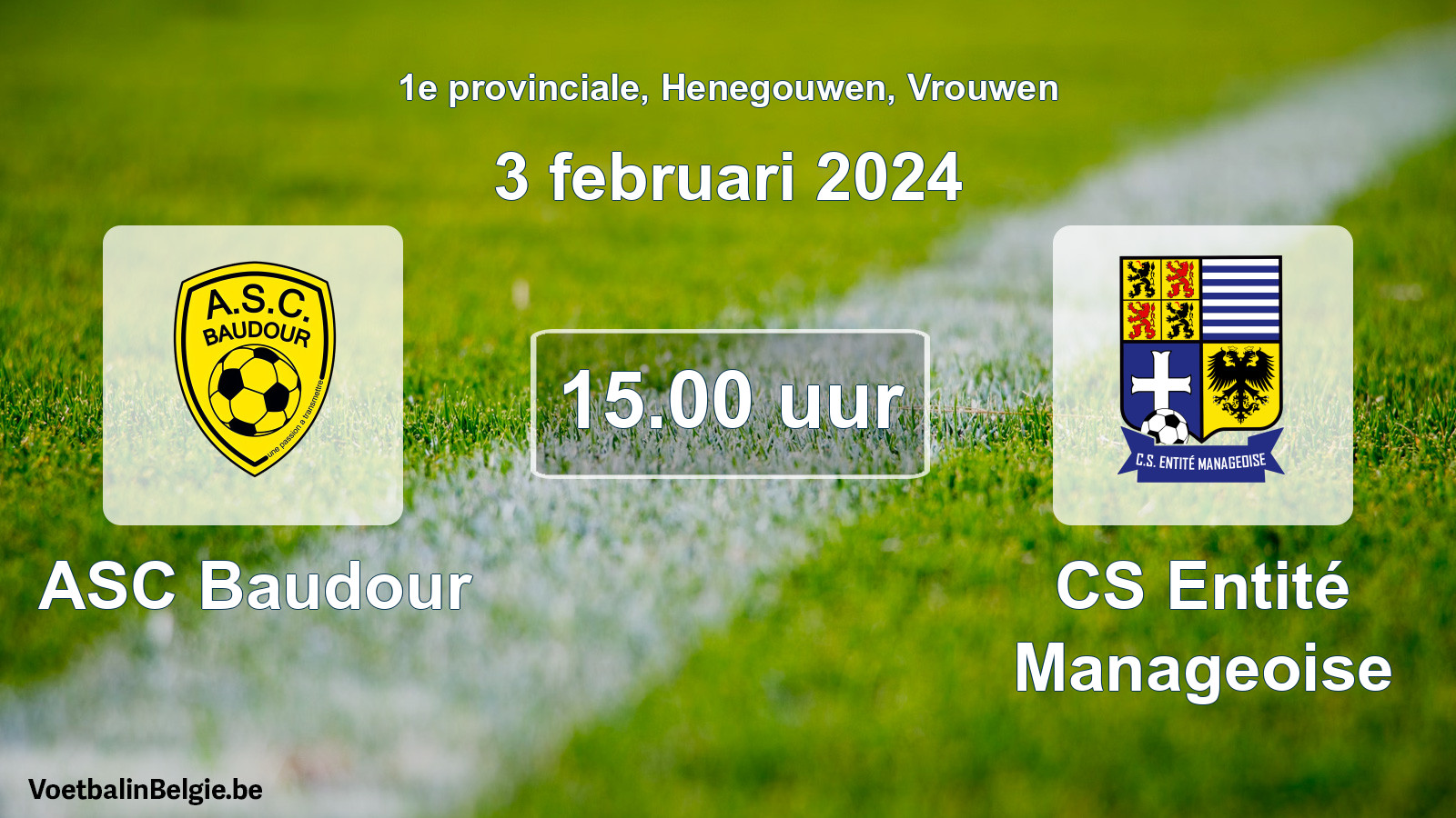 Match prévu football femmes: ASC Baudour - CS Entité Manageoise (3 février 2024)