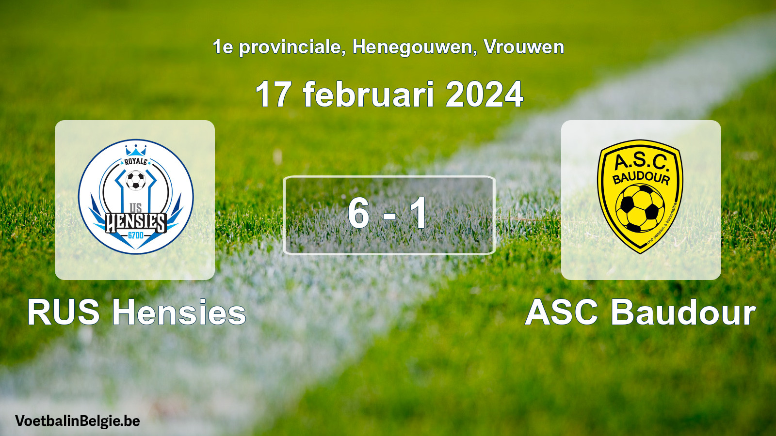Gespeelde wedstrijd vrouwenvoetbal: RUS Hensies - ASC Baudour 6 - 1 (17 februari 2024)