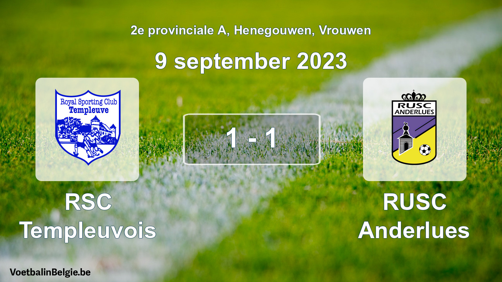 Gespeelde wedstrijd vrouwenvoetbal: RSC Templeuvois - RUSC Anderlues 1 - 1 (9 september 2023)