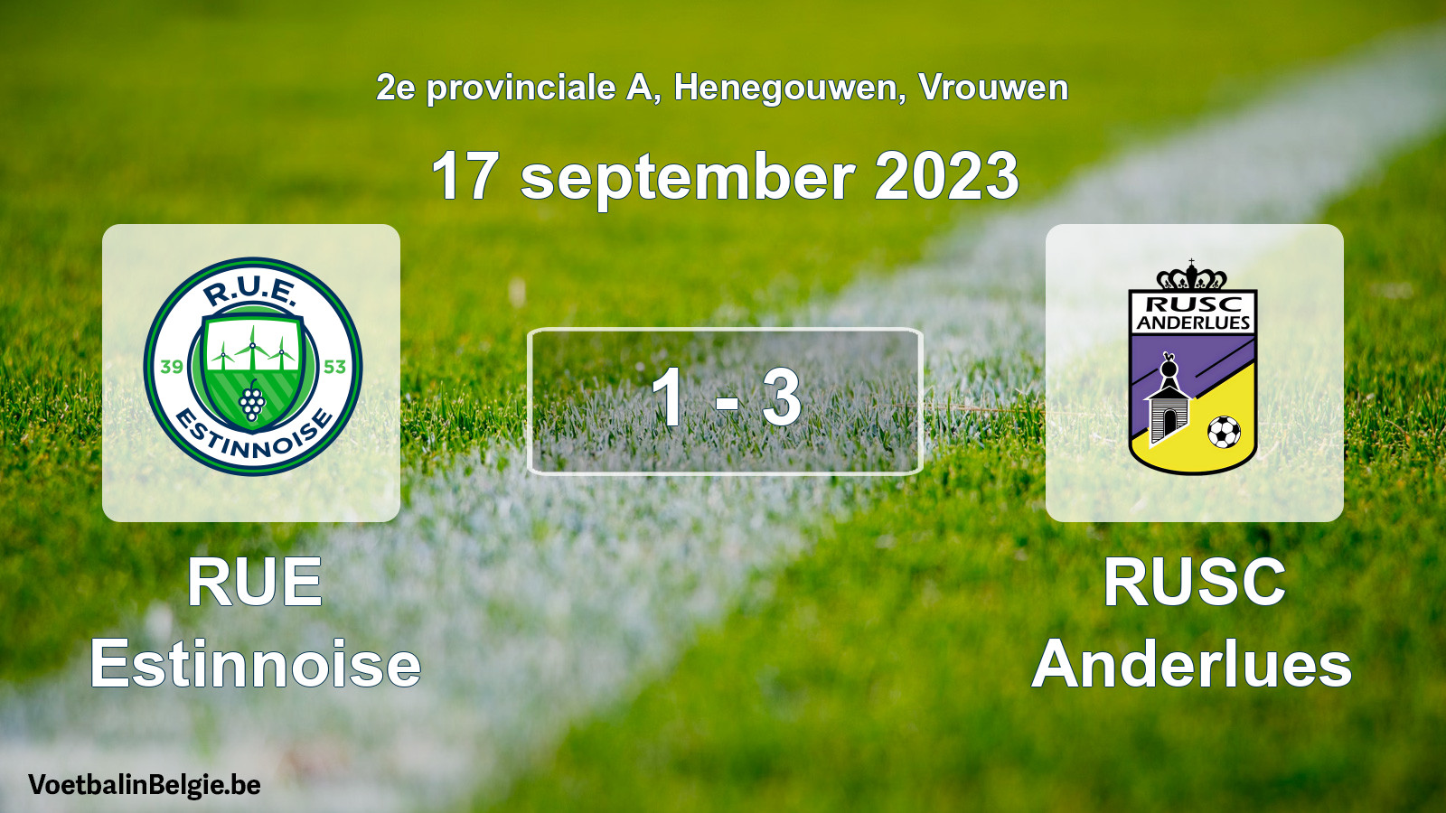 Gespeelde wedstrijd vrouwenvoetbal: RUE Estinnoise - RUSC Anderlues 1 - 3 (17 september 2023)