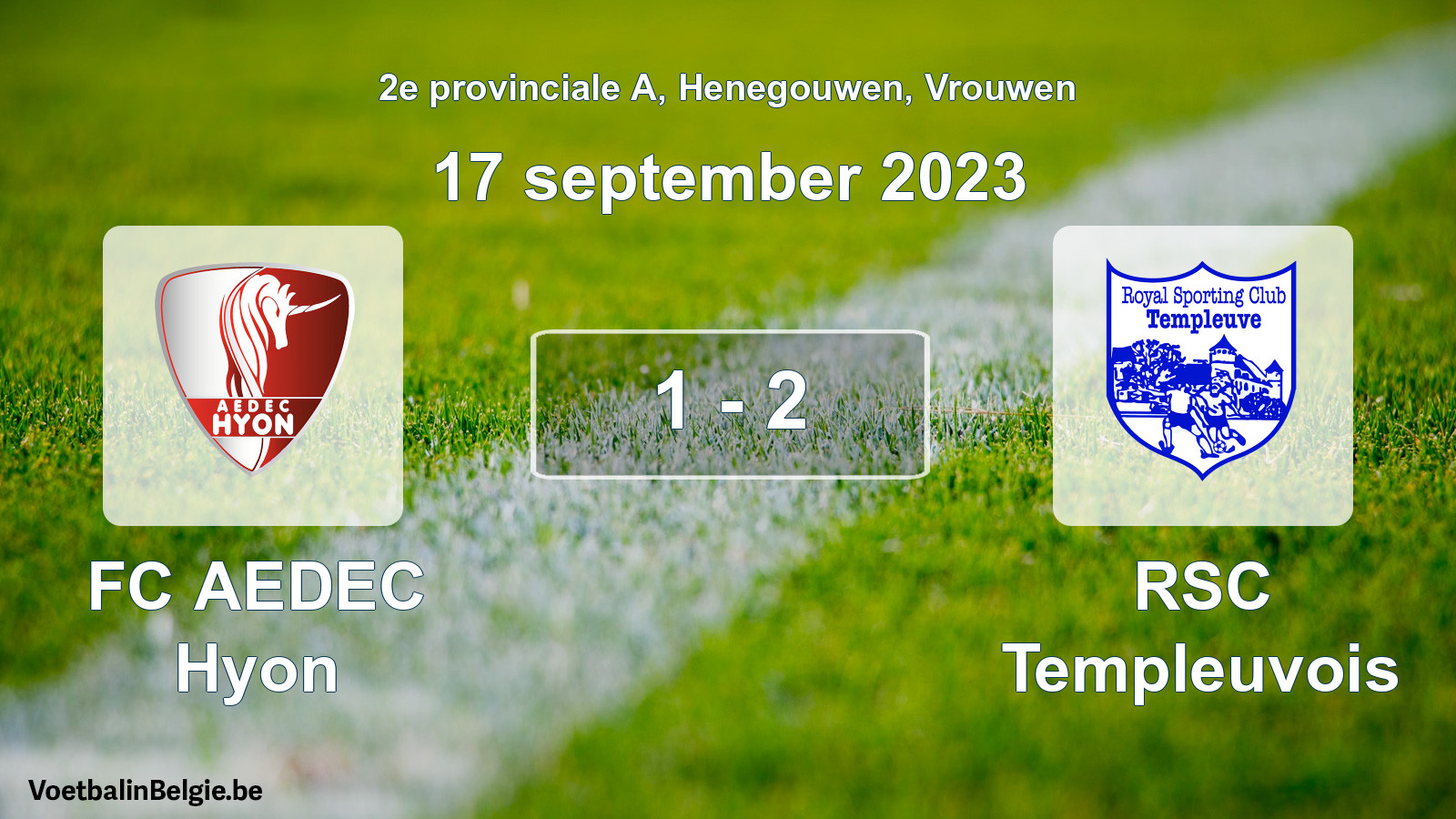 Gespeelde wedstrijd vrouwenvoetbal: FC AEDEC Hyon - RSC Templeuvois 1 - 2 (17 september 2023)