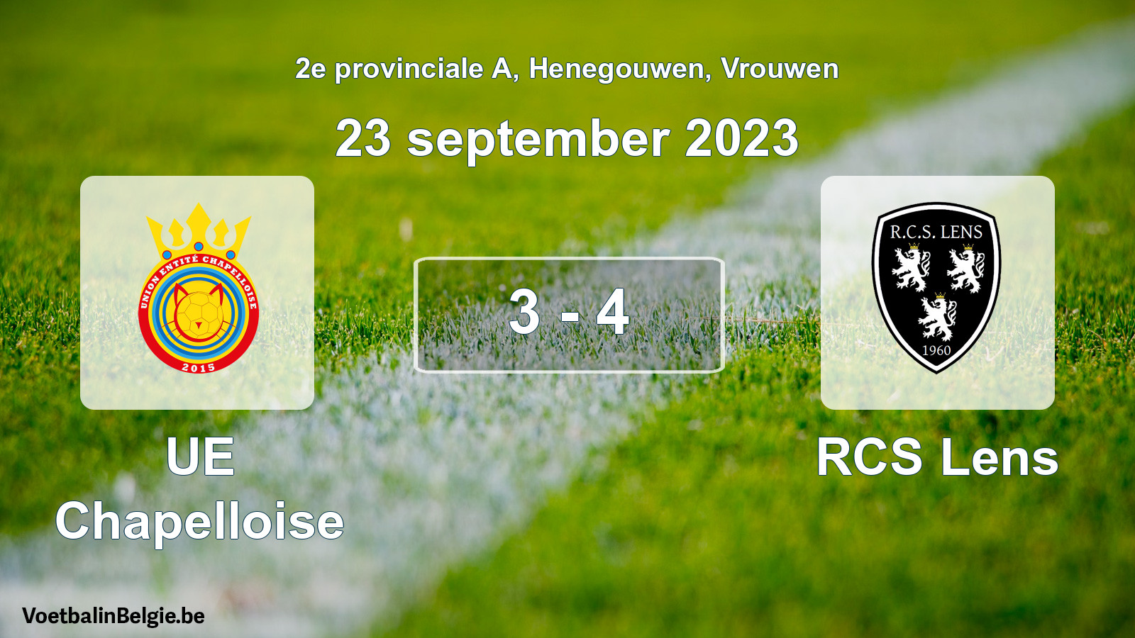 Gespeelde wedstrijd vrouwenvoetbal: UE Chapelloise - RCS Lens 3 - 4 (23 september 2023)
