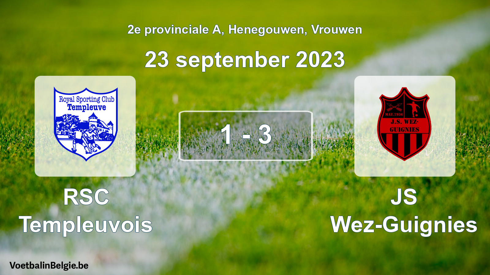 Gespeelde wedstrijd vrouwenvoetbal: RSC Templeuvois - JS Wez-Guignies 1 - 3 (23 september 2023)
