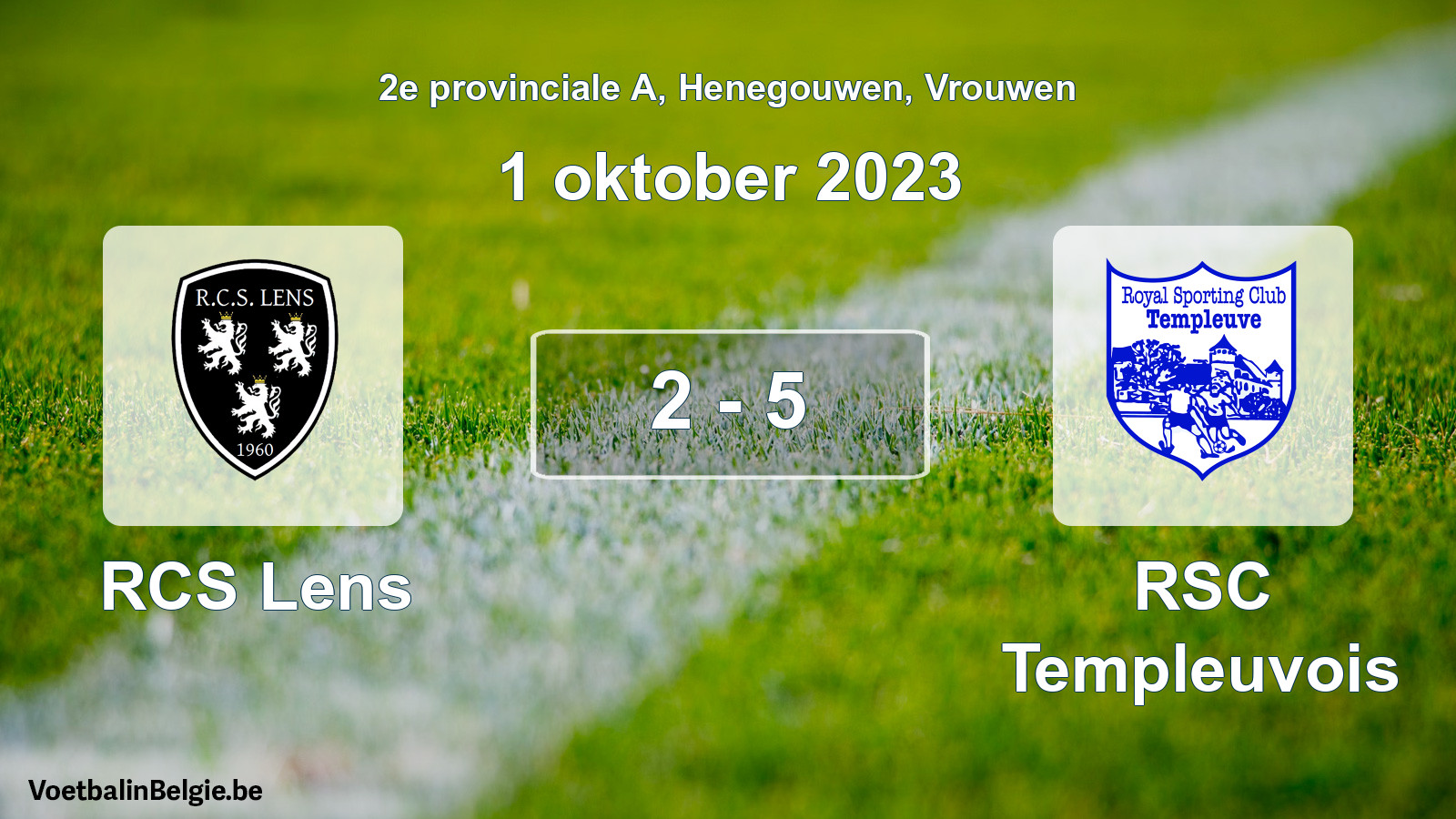 Gespeelde wedstrijd vrouwenvoetbal: RCS Lens - RSC Templeuvois 2 - 5 (1 oktober 2023)