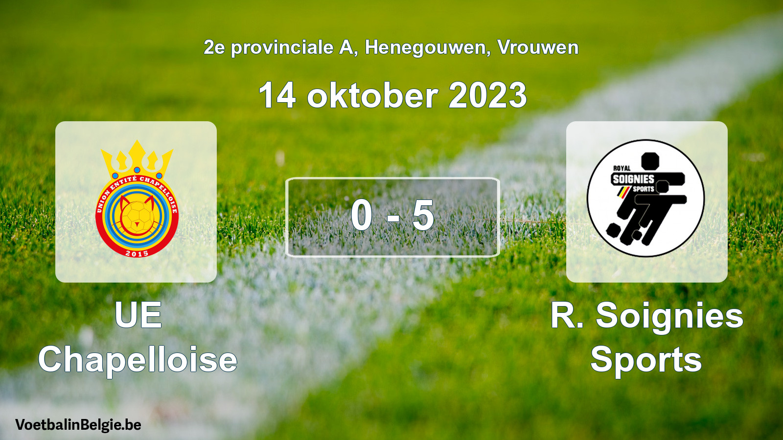 Gespeelde wedstrijd vrouwenvoetbal: UE Chapelloise - R. Soignies Sports 0 - 5 (14 oktober 2023)