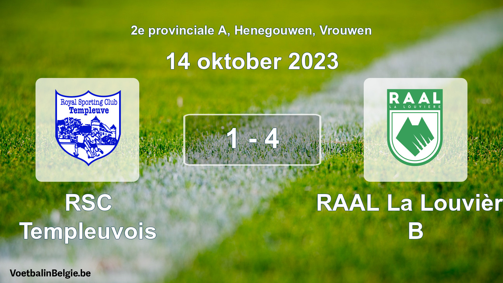 Gespeelde wedstrijd vrouwenvoetbal: RSC Templeuvois - RAAL La Louvière B 1 - 4 (14 oktober 2023)