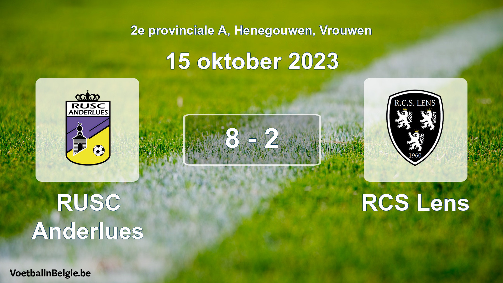 Gespeelde wedstrijd vrouwenvoetbal: RUSC Anderlues - RCS Lens 8 - 2 (15 oktober 2023)