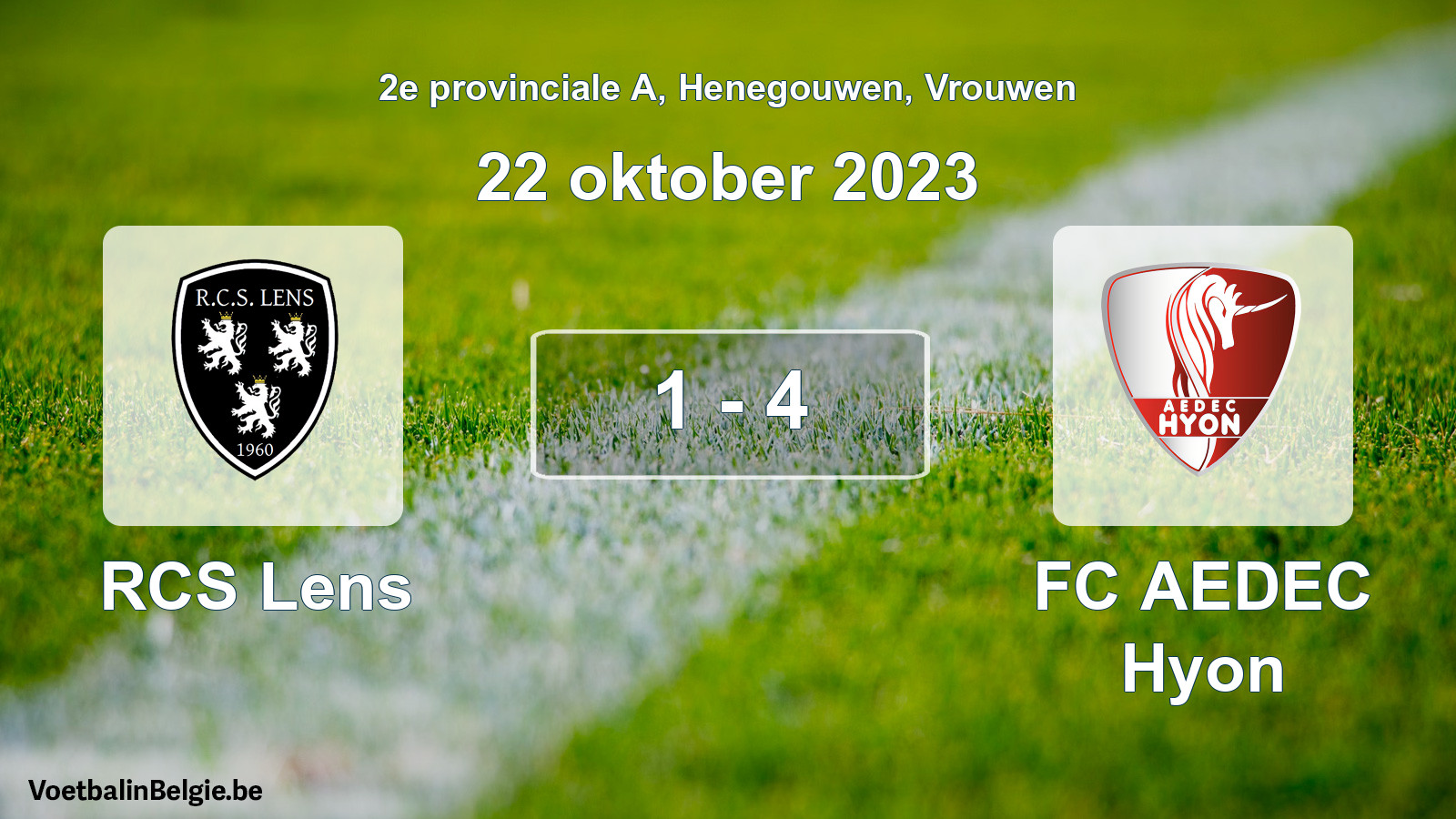 Gespeelde wedstrijd vrouwenvoetbal: RCS Lens - FC AEDEC Hyon 1 - 4 (22 oktober 2023)