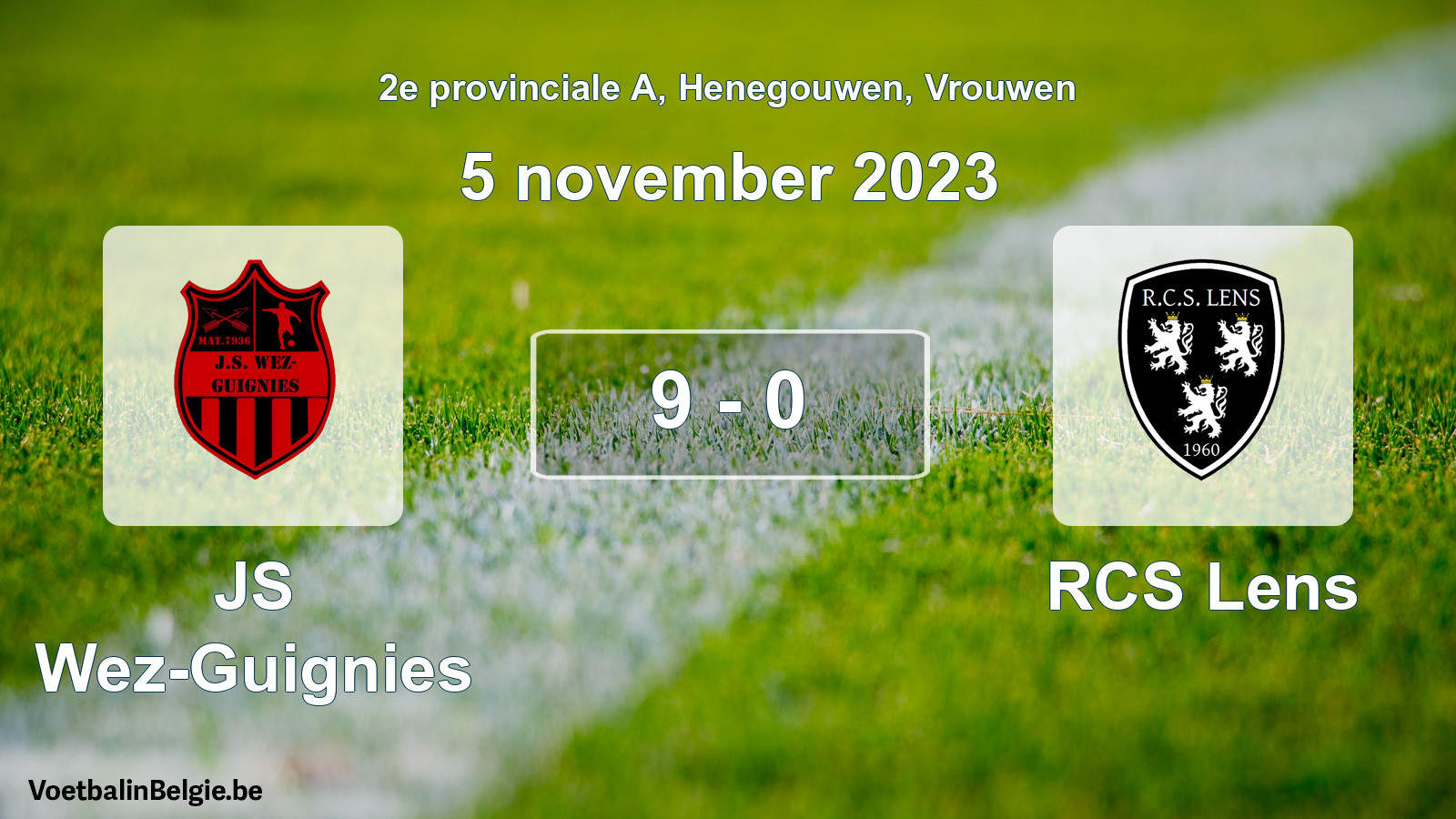 Played match women football: JS Wez-Guignies - RCS Lens 9 - 0 (5 November 2023)