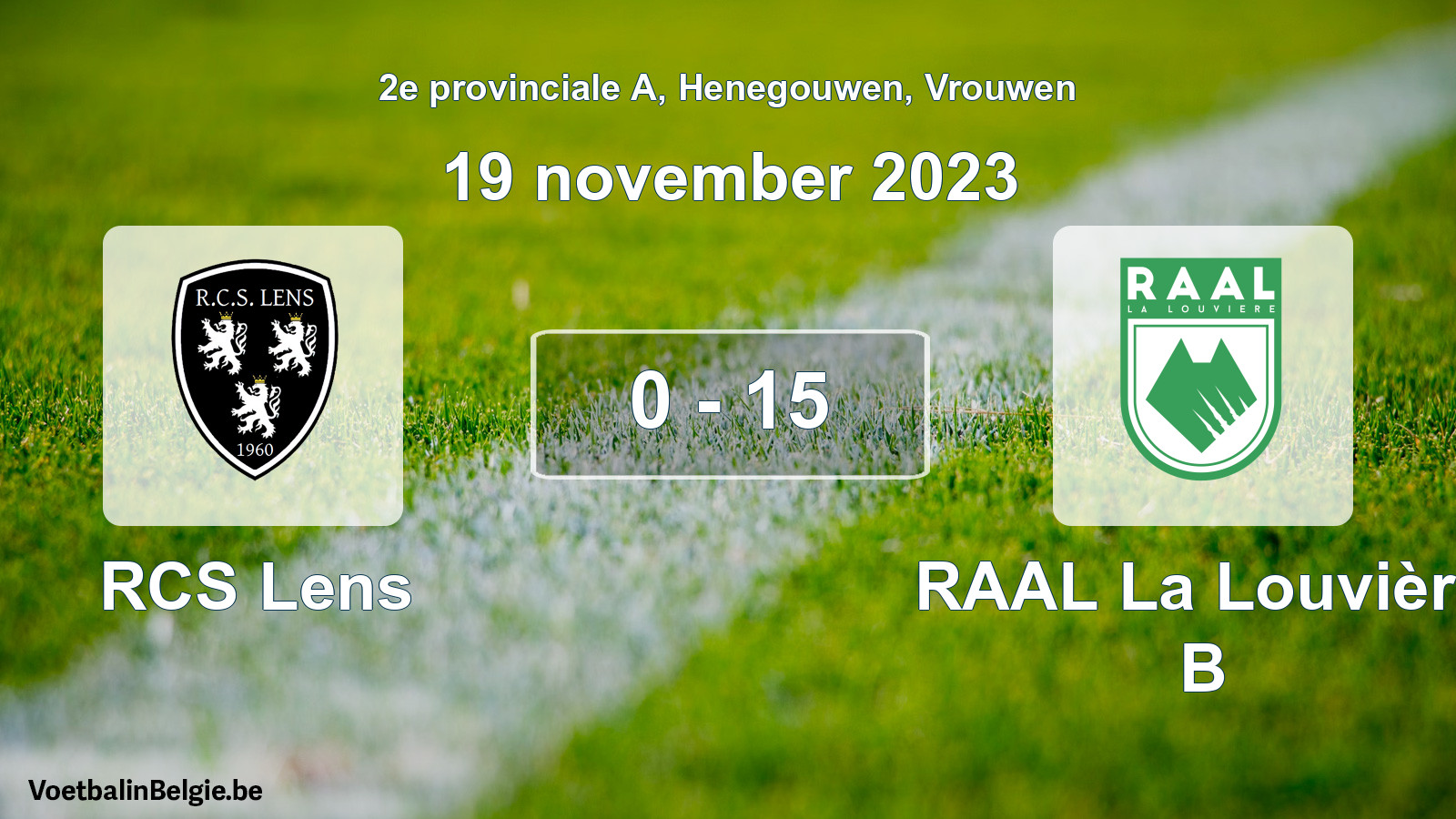 Gespeelde wedstrijd vrouwenvoetbal: RCS Lens - RAAL La Louvière B 0 - 15 (19 november 2023)