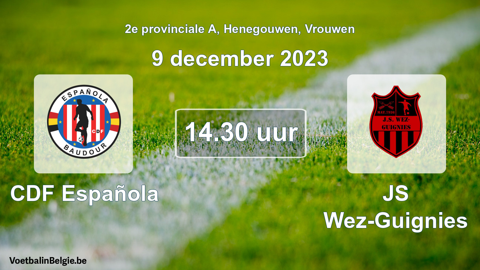 Geplande wedstrijd vrouwenvoetbal: CDF Española - JS Wez-Guignies (9 december 2023)