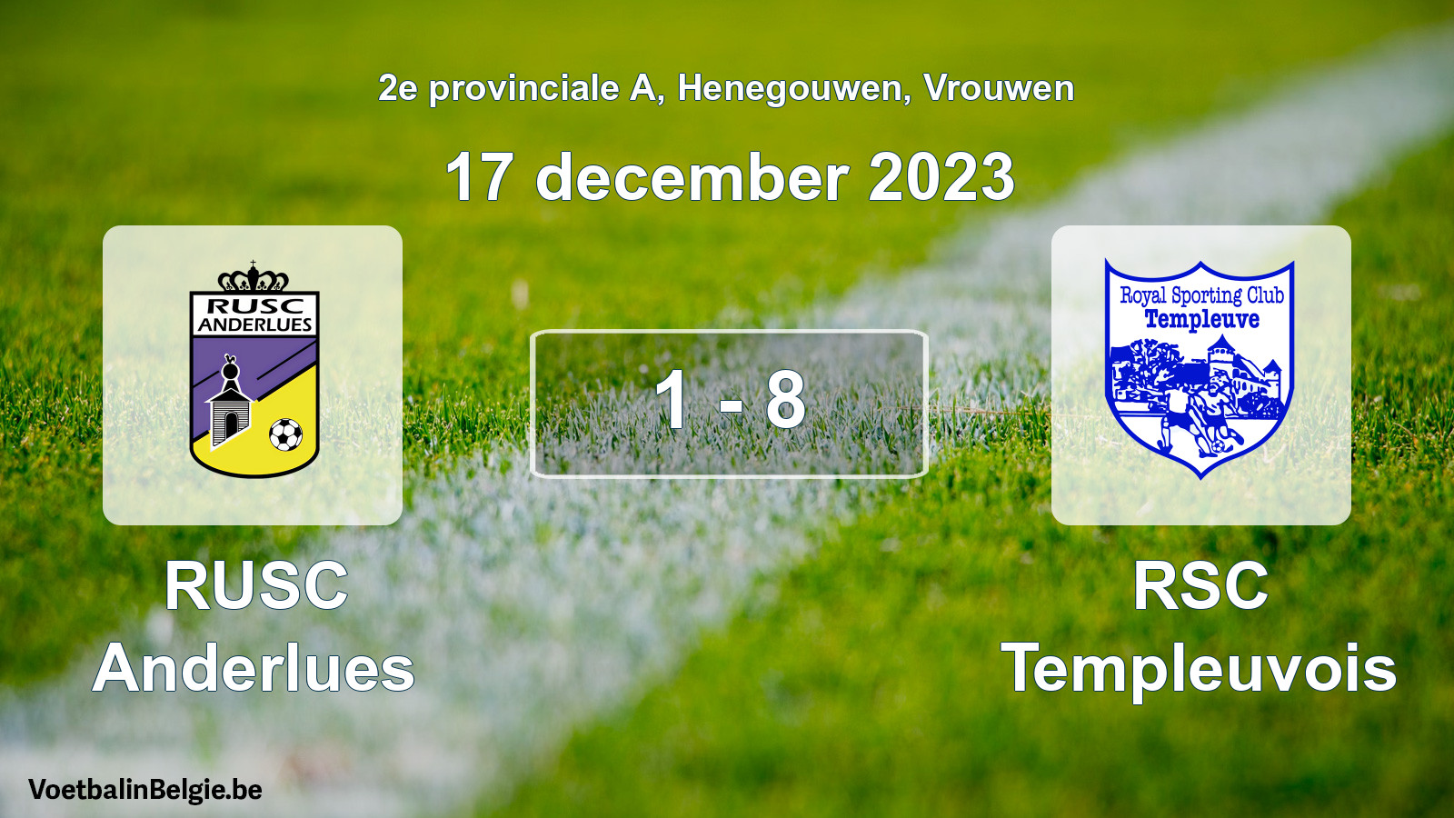 Gespeelde wedstrijd vrouwenvoetbal: RUSC Anderlues - RSC Templeuvois 1 - 8 (17 december 2023)