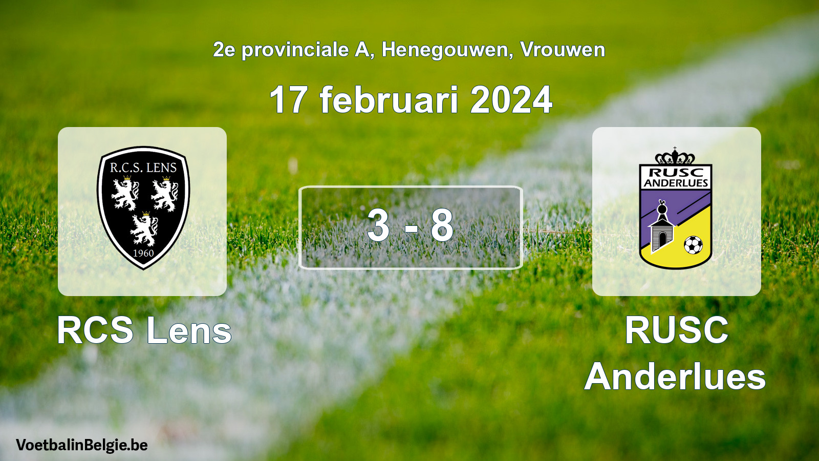 Gespeelde wedstrijd vrouwenvoetbal: RCS Lens - RUSC Anderlues 3 - 8 (17 februari 2024)