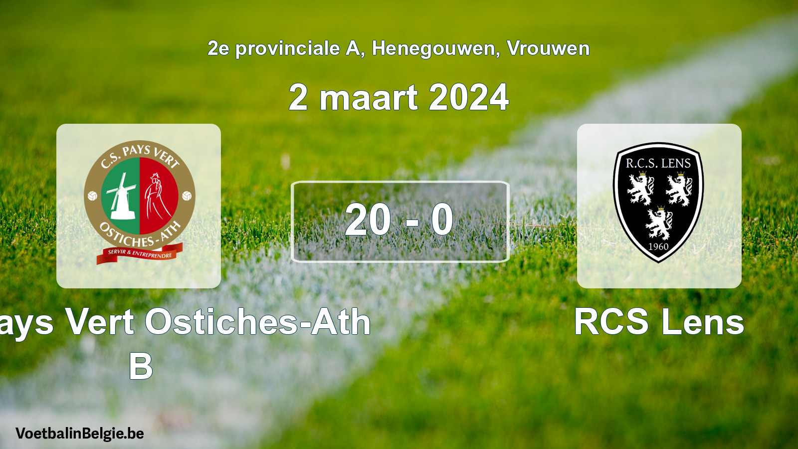 Played match women football: CS Pays Vert Ostiches-Ath B - RCS Lens 20 - 0 (2 March 2024)