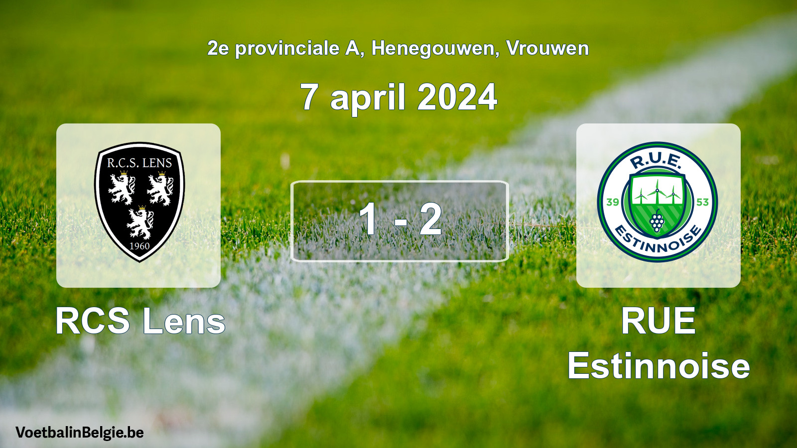 Gespeelde wedstrijd vrouwenvoetbal: RCS Lens - RUE Estinnoise 1 - 2 (7 april 2024)
