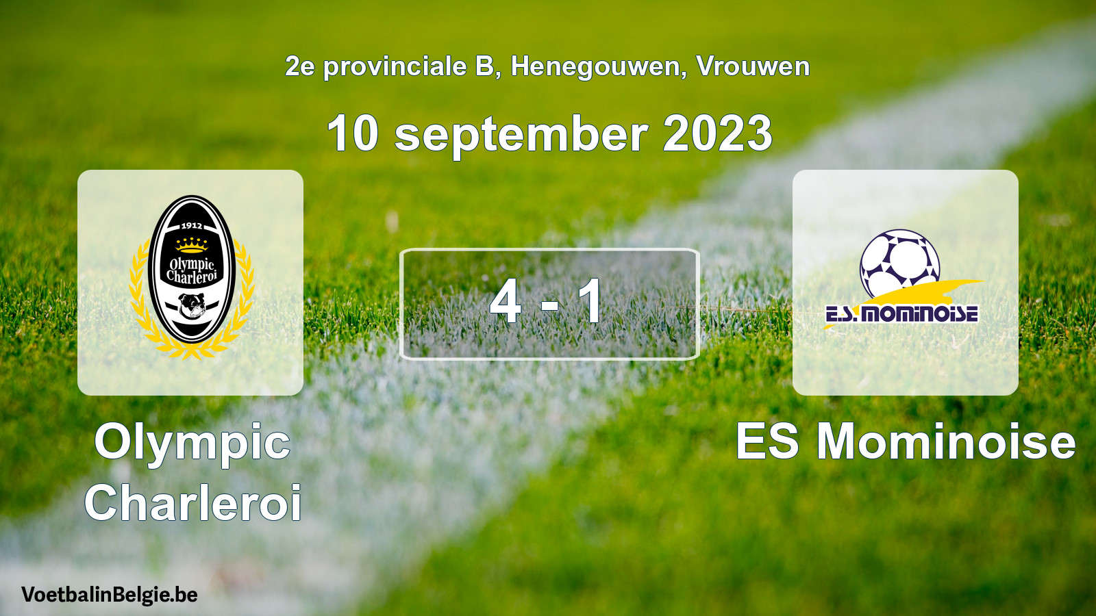 Gespeelde wedstrijd vrouwenvoetbal: Olympic Charleroi - ES Mominoise 4 - 1 (10 september 2023)