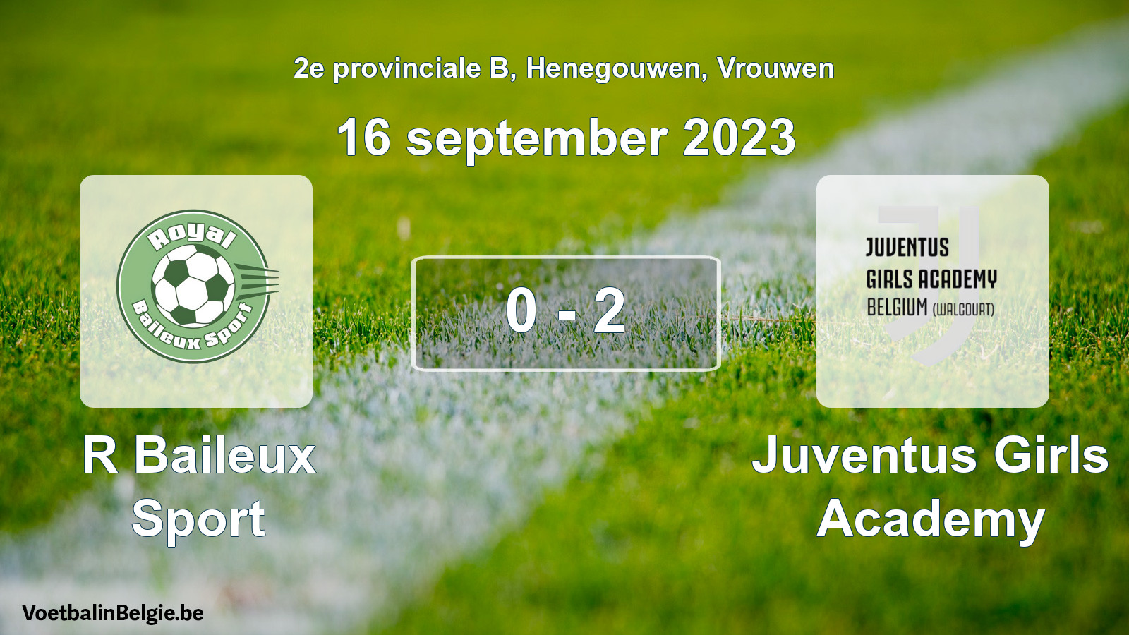 Gespeelde wedstrijd vrouwenvoetbal: R Baileux Sport - Juventus Girls Academy 0 - 2 (16 september 2023)