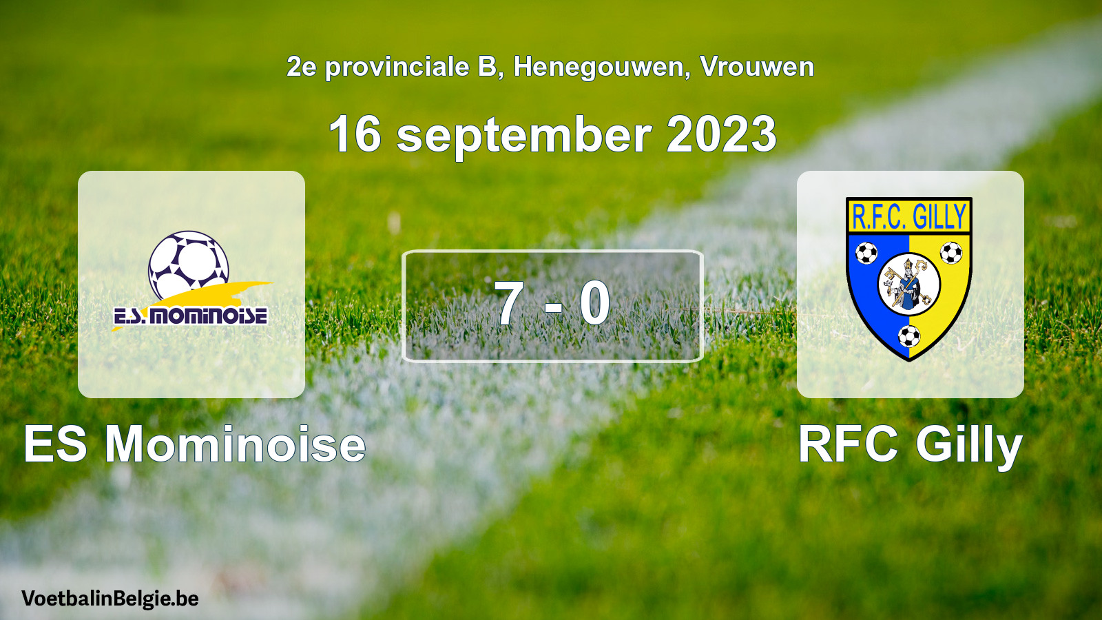 Gespeelde wedstrijd vrouwenvoetbal: ES Mominoise - RFC Gilly 7 - 0 (16 september 2023)