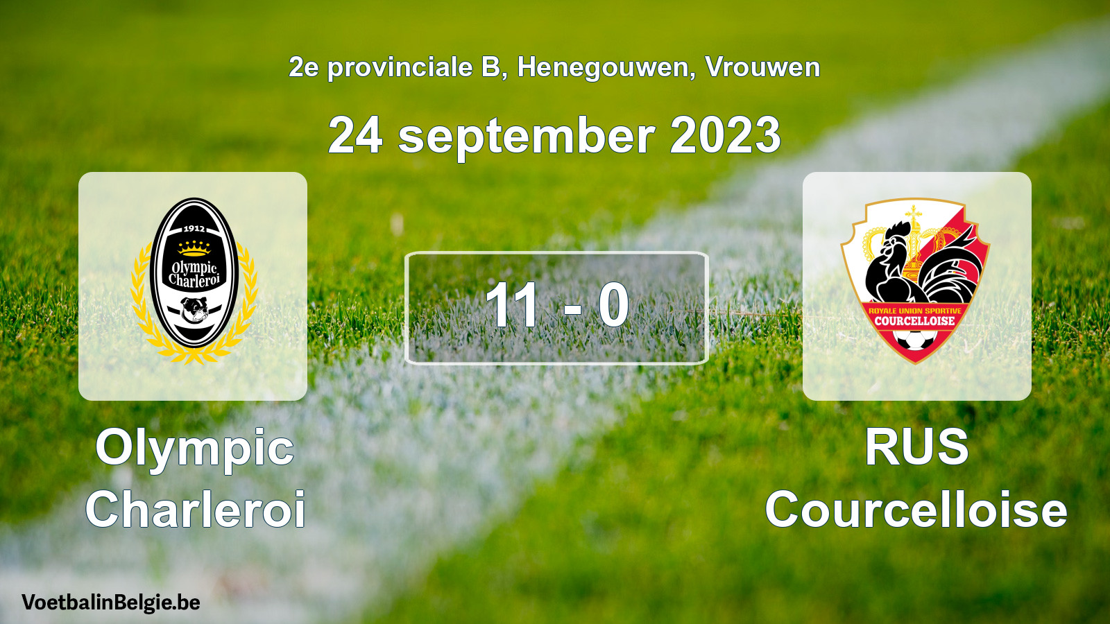 Gespeelde wedstrijd vrouwenvoetbal: Olympic Charleroi - RUS Courcelloise 11 - 0 (24 september 2023)