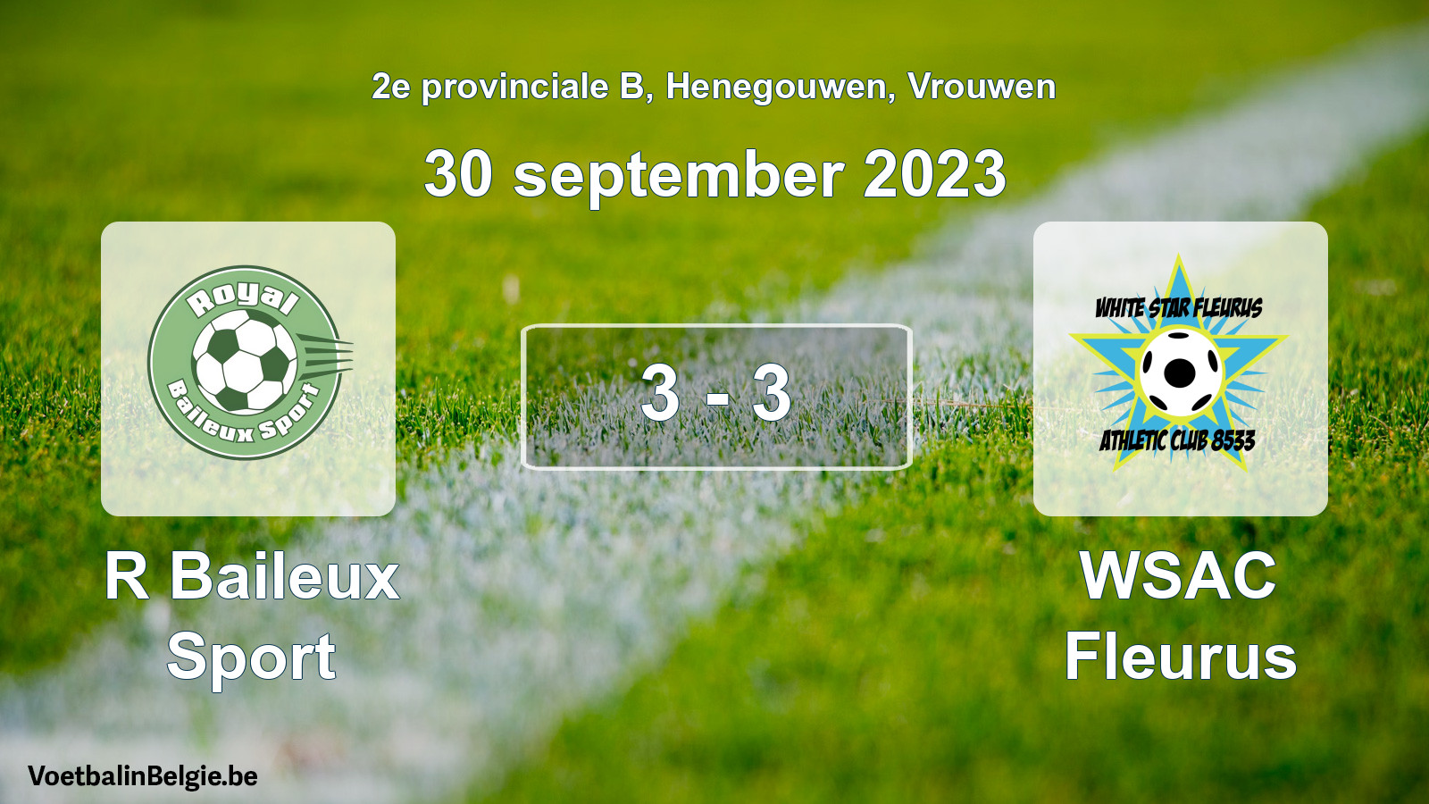 Gespeelde wedstrijd vrouwenvoetbal: R Baileux Sport - WSAC Fleurus 3 - 3 (30 september 2023)