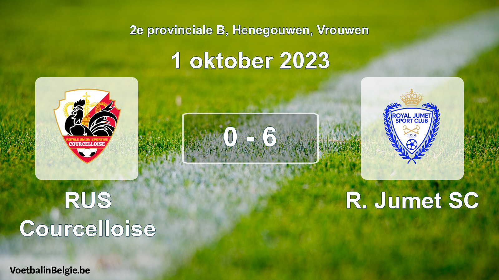 Gespeelde wedstrijd vrouwenvoetbal: RUS Courcelloise - R. Jumet SC 0 - 6 (1 oktober 2023)