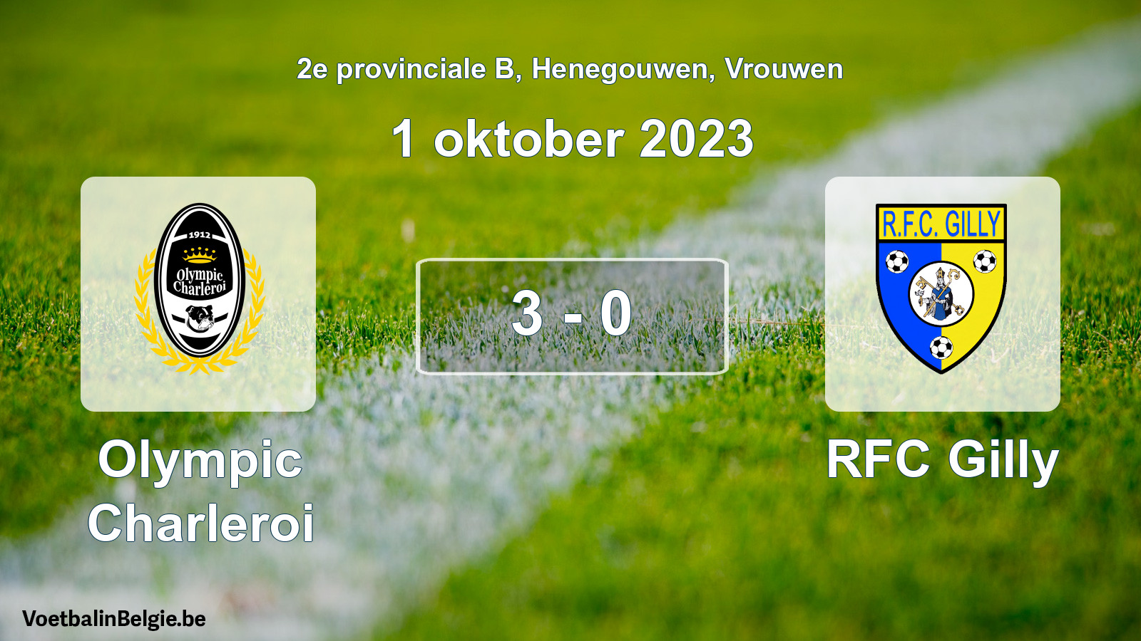 Gespeelde wedstrijd vrouwenvoetbal: Olympic Charleroi - RFC Gilly 3 - 0 (1 oktober 2023)