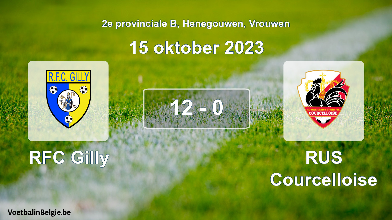 Gespeelde wedstrijd vrouwenvoetbal: RFC Gilly - RUS Courcelloise 12 - 0 (15 oktober 2023)