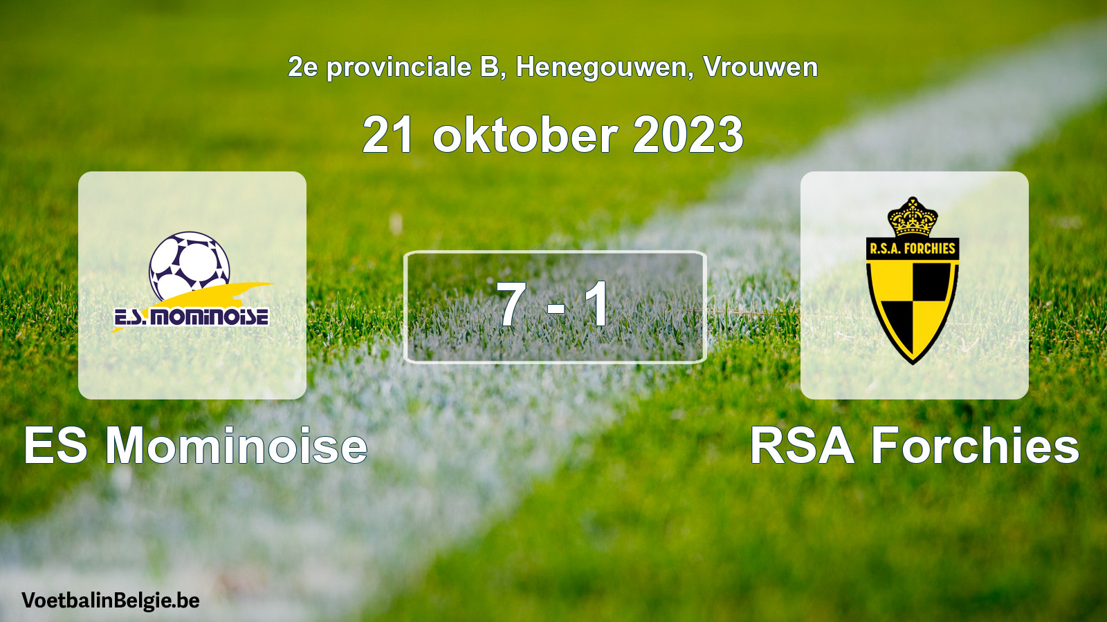 Gespeelde wedstrijd vrouwenvoetbal: ES Mominoise - RSA Forchies 7 - 1 (21 oktober 2023)
