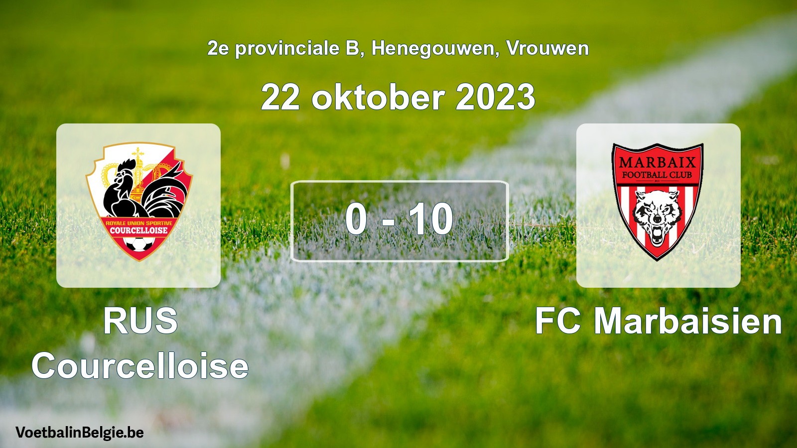 Gespeelde wedstrijd vrouwenvoetbal: RUS Courcelloise - FC Marbaisien 0 - 10 (22 oktober 2023)
