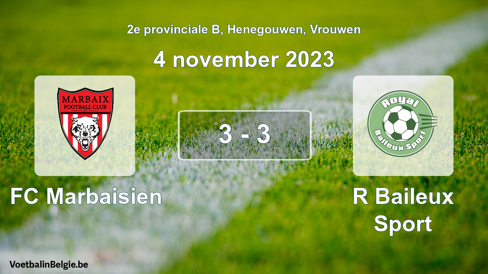 Gespeelde wedstrijd vrouwenvoetbal: FC Marbaisien - R Baileux Sport 3 - 3 (4 november 2023)