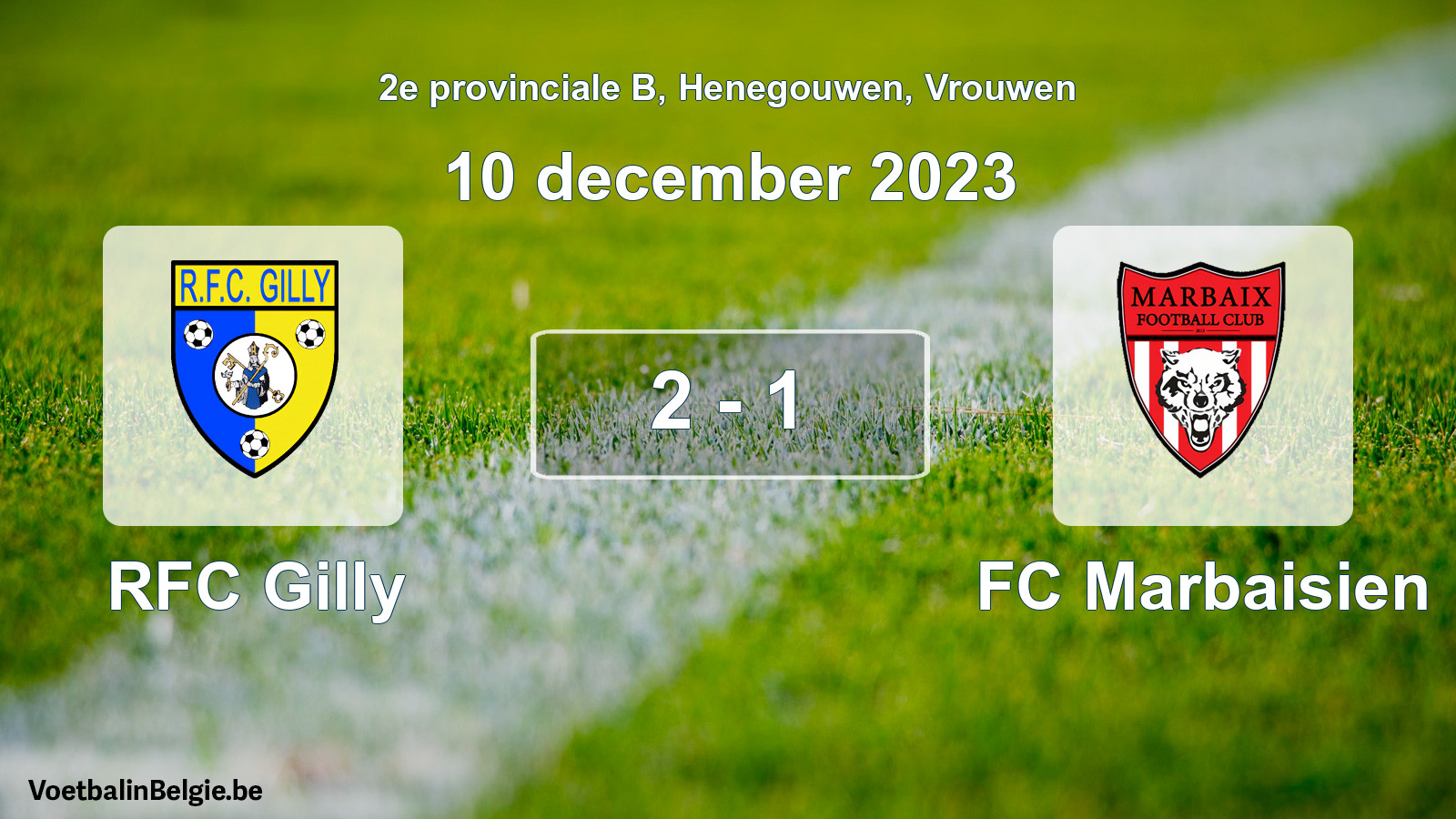 Gespeelde wedstrijd vrouwenvoetbal: RFC Gilly - FC Marbaisien 2 - 1 (10 december 2023)