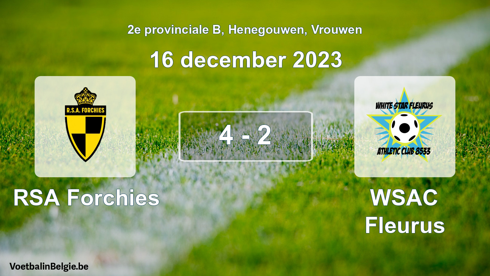 Gespeelde wedstrijd vrouwenvoetbal: RSA Forchies - WSAC Fleurus 4 - 2 (16 december 2023)