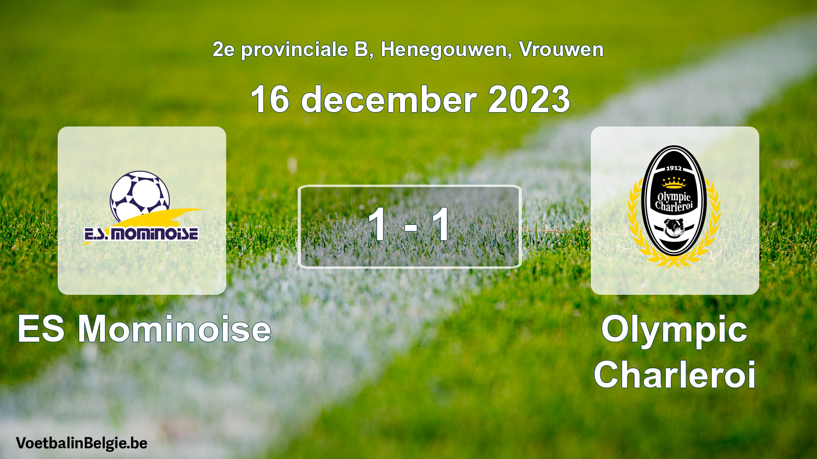 Gespeelde wedstrijd vrouwenvoetbal: ES Mominoise - Olympic Charleroi 1 - 1 (16 december 2023)