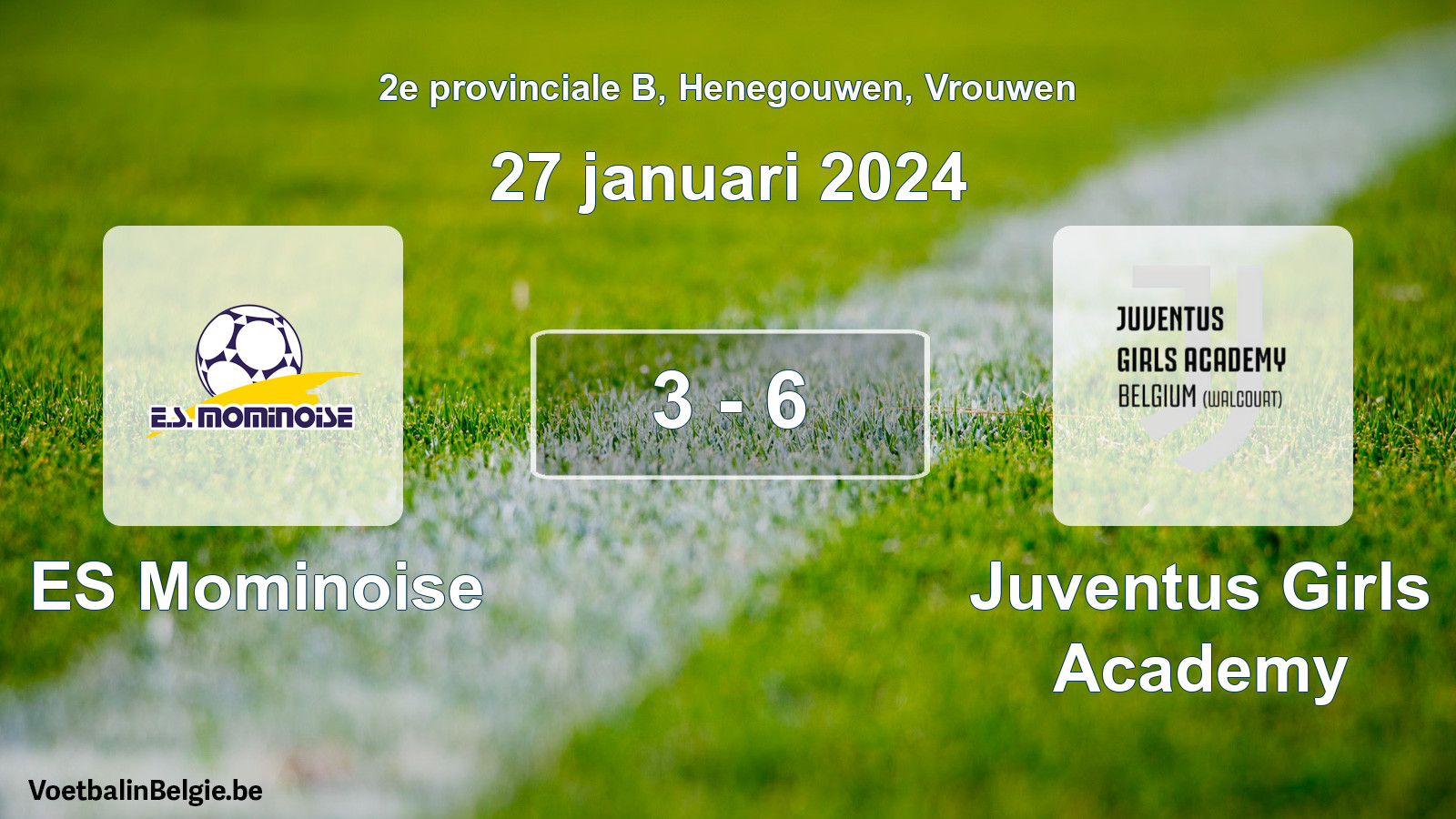 Gespeelde wedstrijd vrouwenvoetbal: ES Mominoise - Juventus Girls Academy 3 - 6 (27 januari 2024)