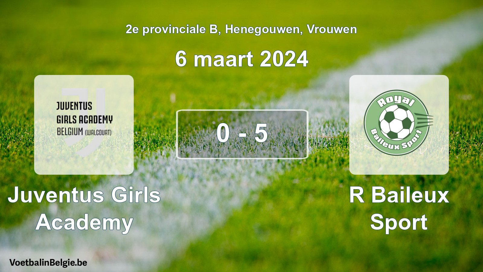 Gespeelde wedstrijd vrouwenvoetbal: Juventus Girls Academy - R Baileux Sport 0 - 5 (6 maart 2024)