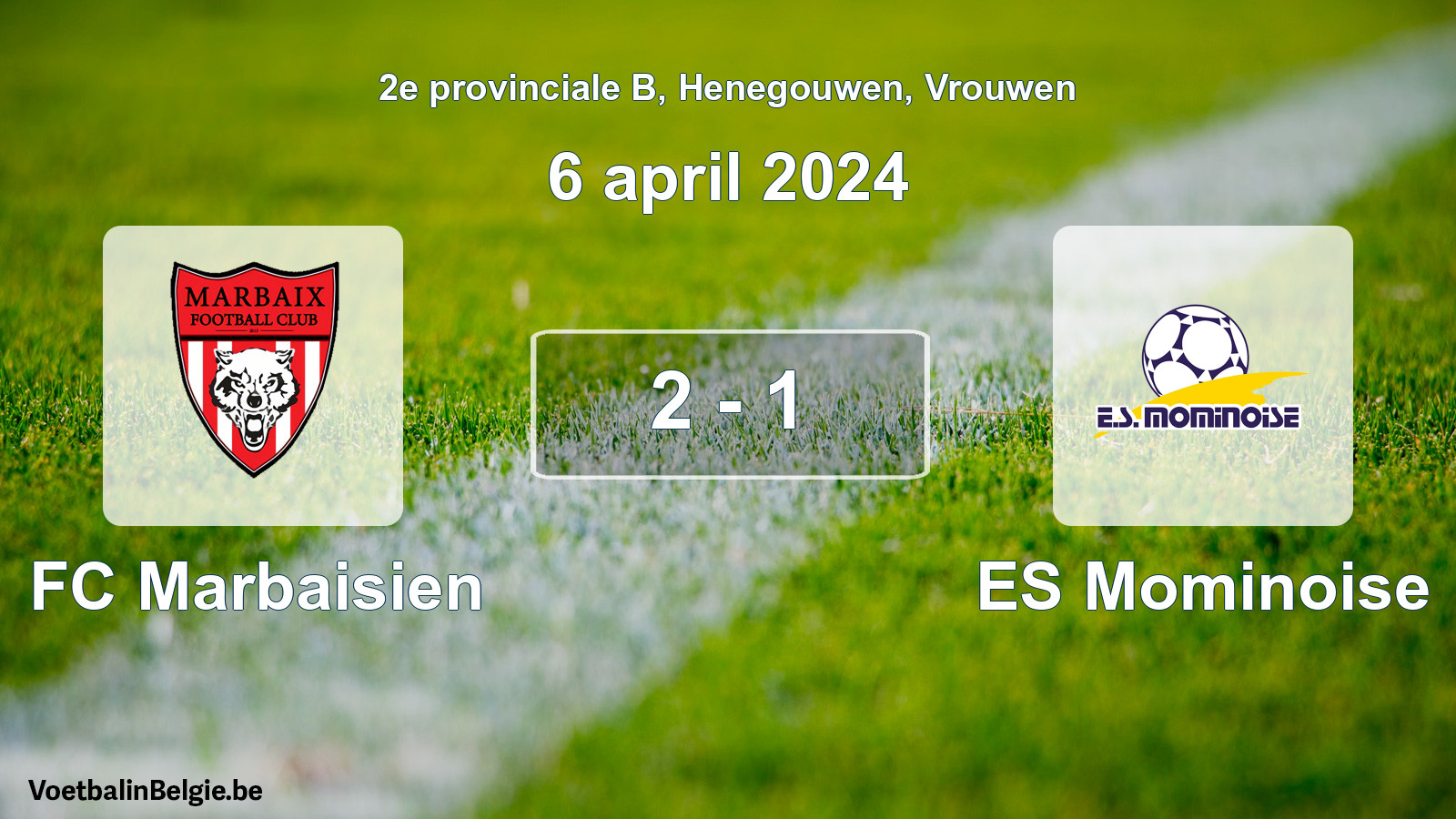 Gespeelde wedstrijd vrouwenvoetbal: FC Marbaisien - ES Mominoise 2 - 1 (6 april 2024)