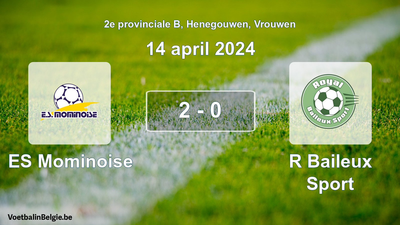 Gespeelde wedstrijd vrouwenvoetbal: ES Mominoise - R Baileux Sport 2 - 0 (14 april 2024)