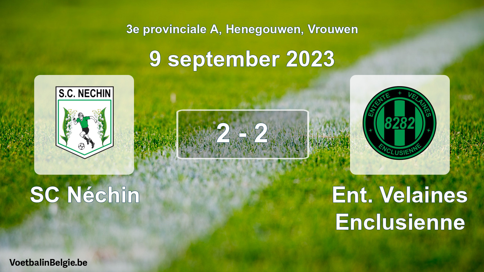 Gespeelde wedstrijd vrouwenvoetbal: SC Néchin - Ent. Velaines Enclusienne 2 - 2 (9 september 2023)