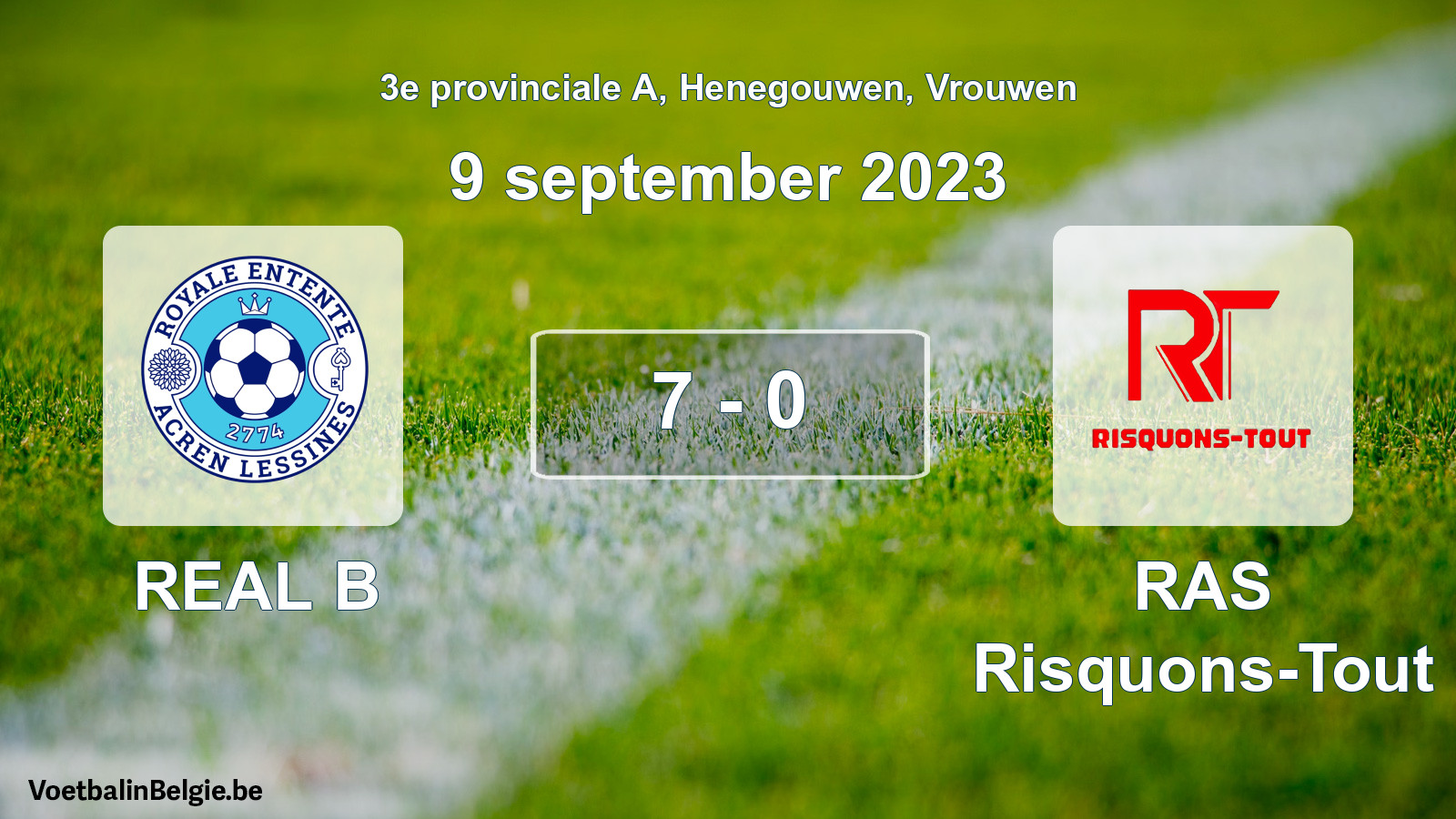 Gespeelde wedstrijd vrouwenvoetbal: REAL B - RAS Risquons-Tout 7 - 0 (9 september 2023)