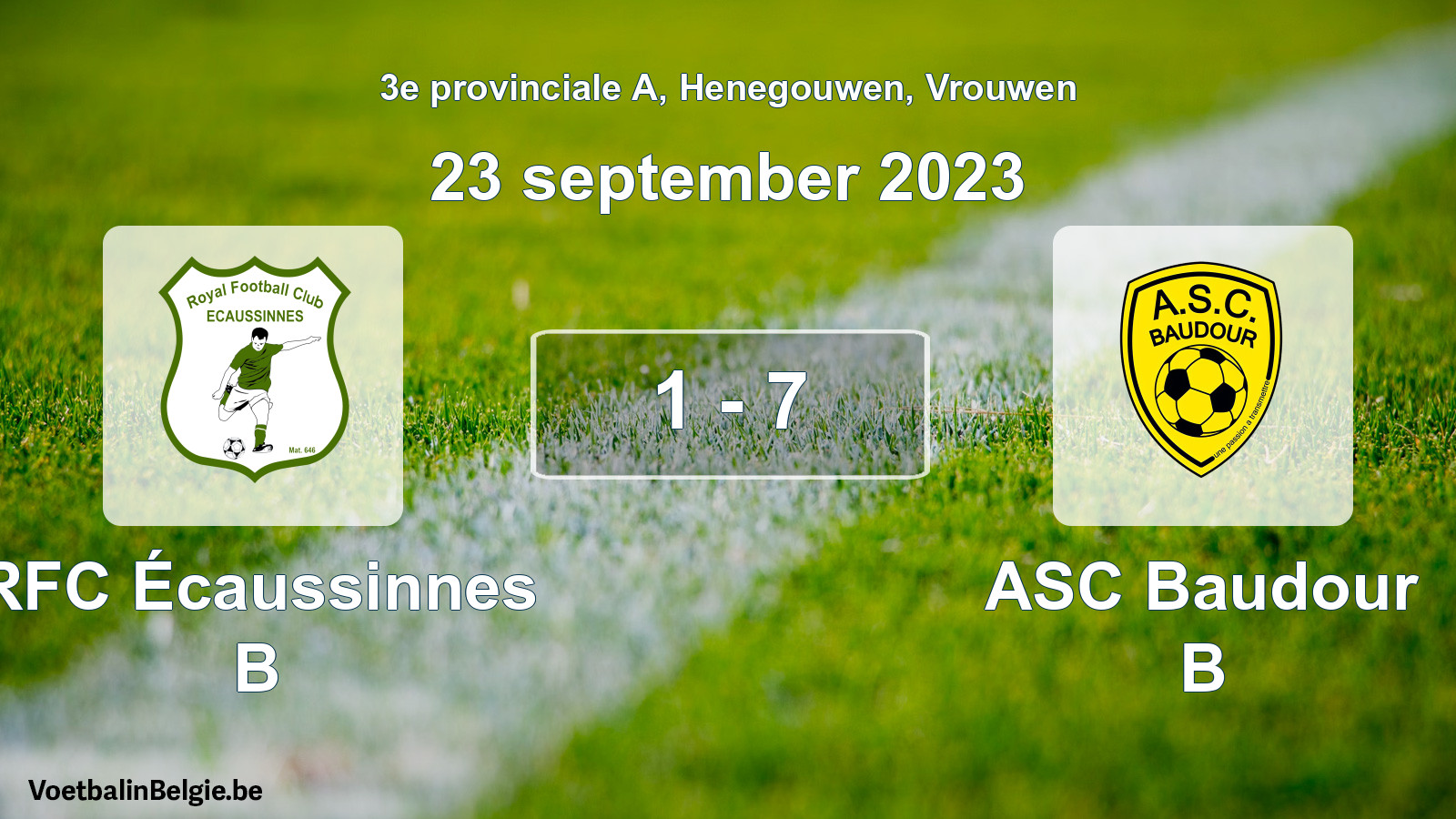 Gespeelde wedstrijd vrouwenvoetbal: RFC Écaussinnes B - ASC Baudour B 1 - 7 (23 september 2023)