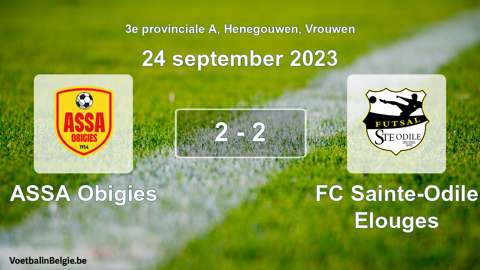 Played match women football: ASSA Obigies - FC Sainte-Odile Elouges 2 - 2 (24 September 2023)
