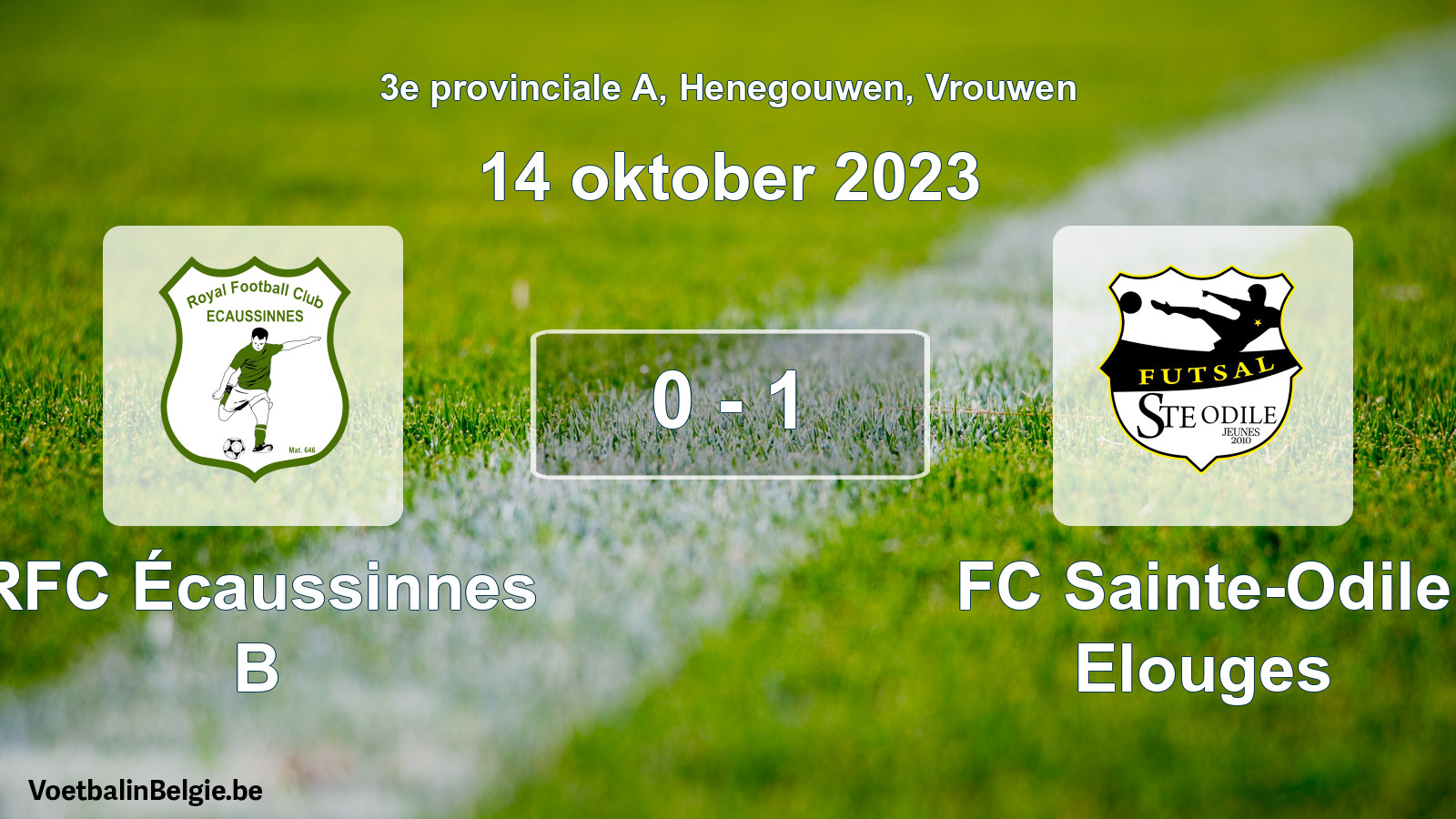 Gespeelde wedstrijd vrouwenvoetbal: RFC Écaussinnes B - FC Sainte-Odile Elouges 0 - 1 (14 oktober 2023)
